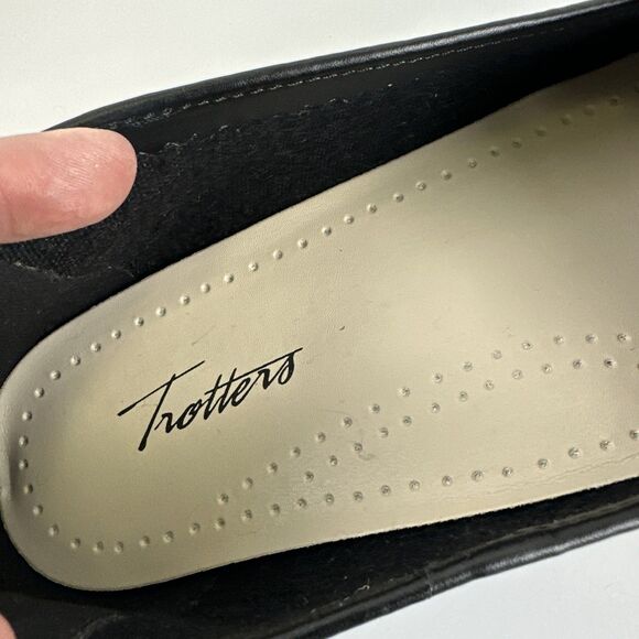 Trotters Liz Loafer Pebbled Black Leather Slip On Flat Comfort Womens 10 Wide - Picture 7 of 13